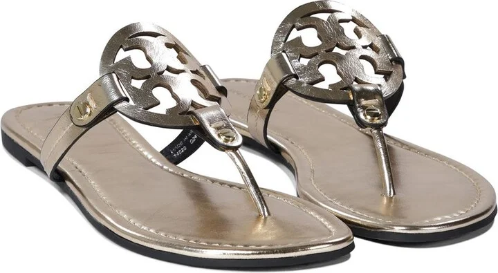 Tory Burch 'Miller' Beige Leather Flip-Flops - Image 4