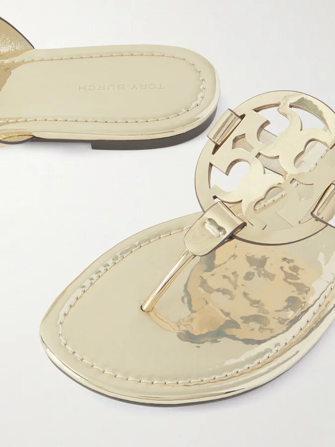 Tory Burch - Miller Cutout Metallic Synthetic Material Sandals - Gold - Image 4
