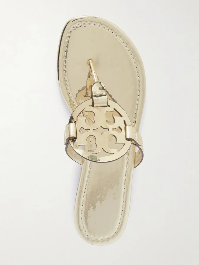 Tory Burch - Miller Cutout Metallic Synthetic Material Sandals - Gold - Image 5