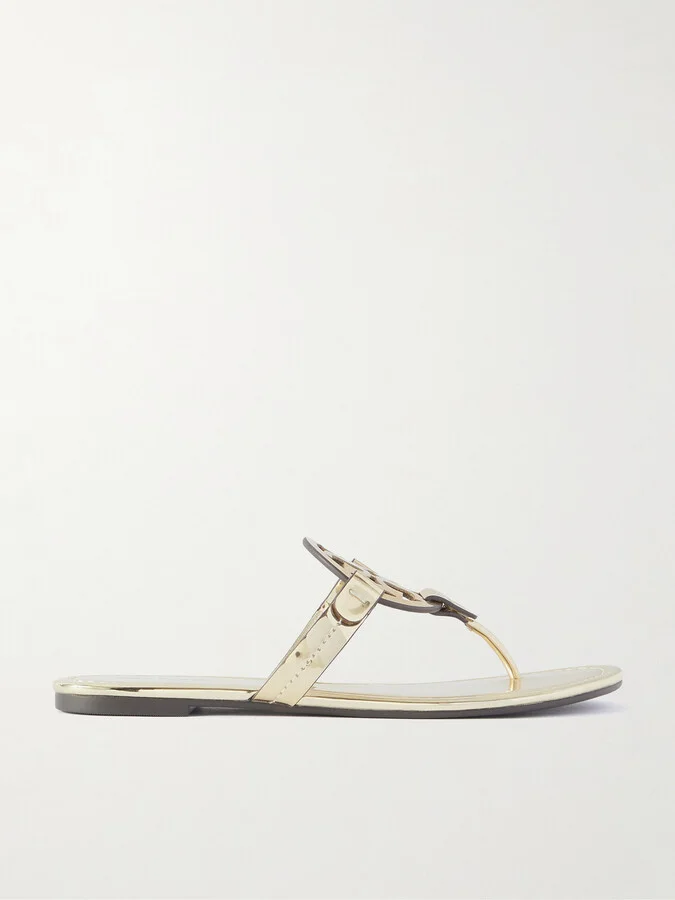 Tory Burch - Miller Cutout Metallic Synthetic Material Sandals - Gold