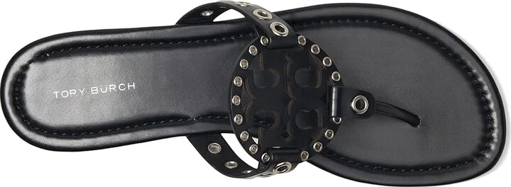 Tory Burch Miller Eyelet Sandal Women's Sandals Black/Silver : 7.5 M, Leather/Rubber - Image 2