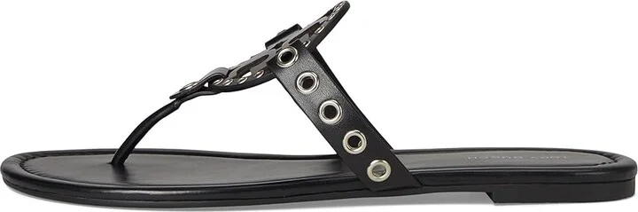 Tory Burch Miller Eyelet Sandal Women's Sandals Black/Silver : 7.5 M, Leather/Rubber - Image 6