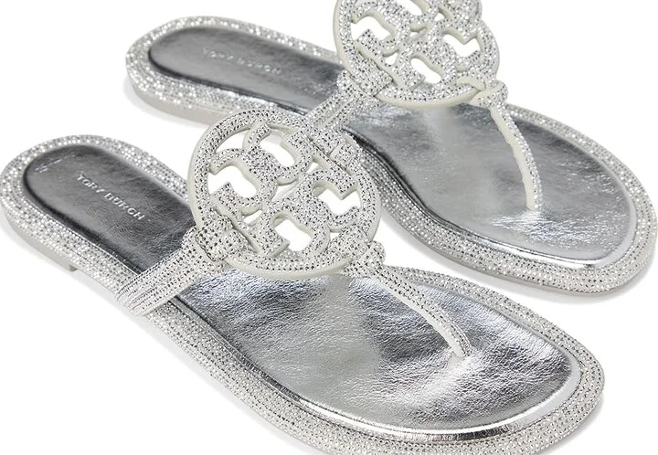 Tory Burch Miller Knotted Pave Women's Shoes Silver : 6 M, Leather - Image 7