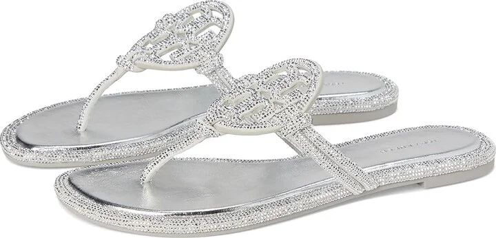 Tory Burch Miller Knotted Pave Women's Shoes Silver : 6 M, Leather