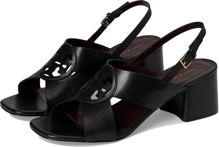 Tory Burch Miller Mid Heel Sandals 55mm Women's Sandals Perfect Black : 8.5 M, Leather