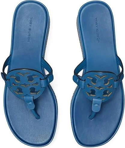 Tory Burch Miller Wedge 25 mm Women's Sandals Dark Blue Azure : 9 M, Leather - Image 2