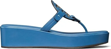 Tory Burch Miller Wedge 25 mm Women's Sandals Dark Blue Azure : 9 M, Leather - Image 4