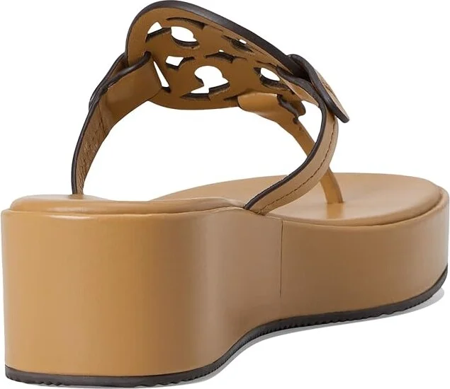 Tory Burch Miller Wedge 25 mm Women's Sandals Ginger Shortbread : 10 M, Leather - Image 4