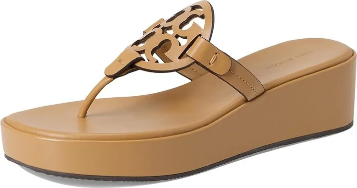 Tory Burch Miller Wedge 25 mm Women's Sandals Ginger Shortbread : 10 M, Leather - Image 5