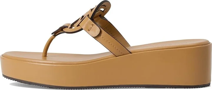 Tory Burch Miller Wedge 25 mm Women's Sandals Ginger Shortbread : 10 M, Leather - Image 6