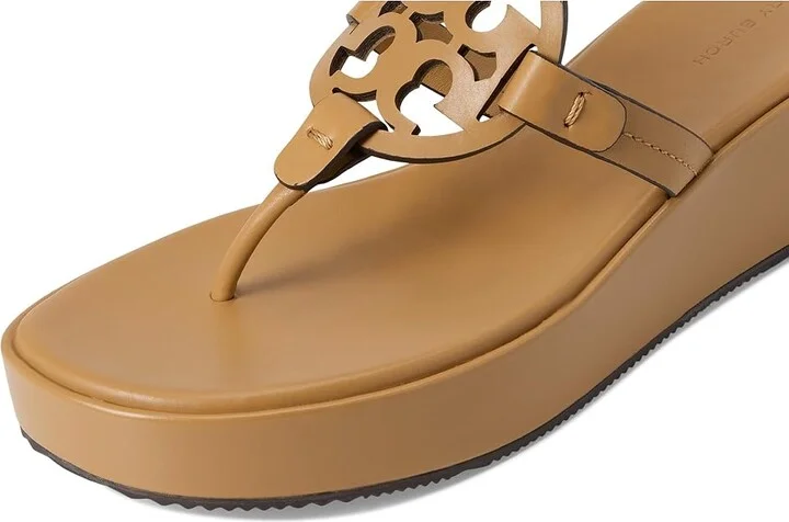 Tory Burch Miller Wedge 25 mm Women's Sandals Ginger Shortbread : 10 M, Leather - Image 7