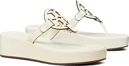 Tory Burch Miller Wedge 25 mm Women's Sandals New Ivory : 10.5 M, Leather