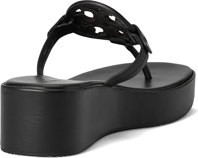 Tory Burch Miller Wedge 25 mm Women's Sandals Perfect Black 2 : 7.5 M, Leather - Image 4