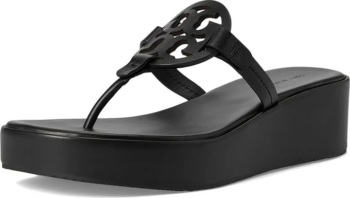 Tory Burch Miller Wedge 25 mm Women's Sandals Perfect Black 2 : 7.5 M, Leather - Image 5