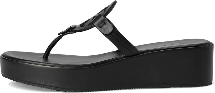 Tory Burch Miller Wedge 25 mm Women's Sandals Perfect Black 2 : 7.5 M, Leather - Image 6