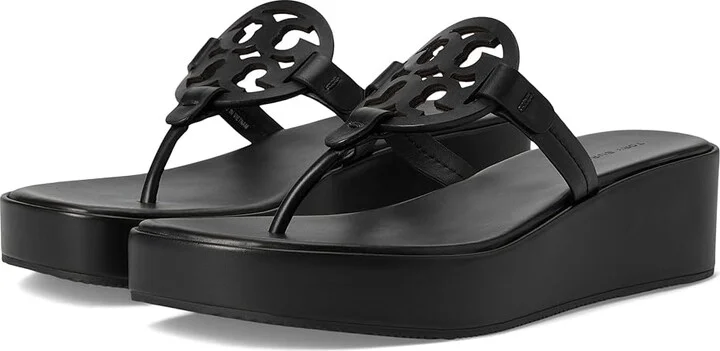 Tory Burch Miller Wedge 25 mm Women's Sandals Perfect Black 2 : 7.5 M, Leather