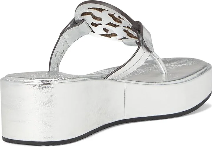Tory Burch Miller Wedge 25 mm Women's Sandals Silver : 8.5 M, Leather - Image 4