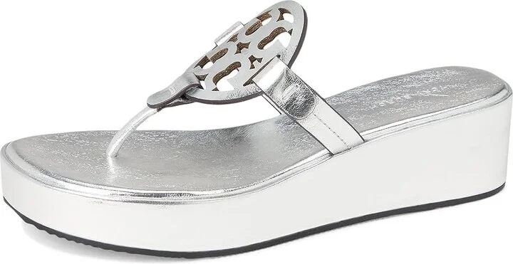 Tory Burch Miller Wedge 25 mm Women's Sandals Silver : 8.5 M, Leather - Image 5
