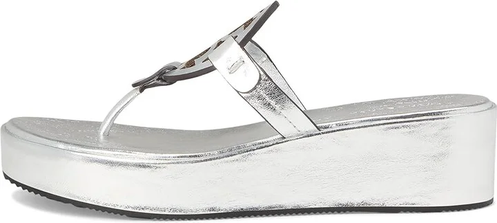 Tory Burch Miller Wedge 25 mm Women's Sandals Silver : 8.5 M, Leather - Image 6