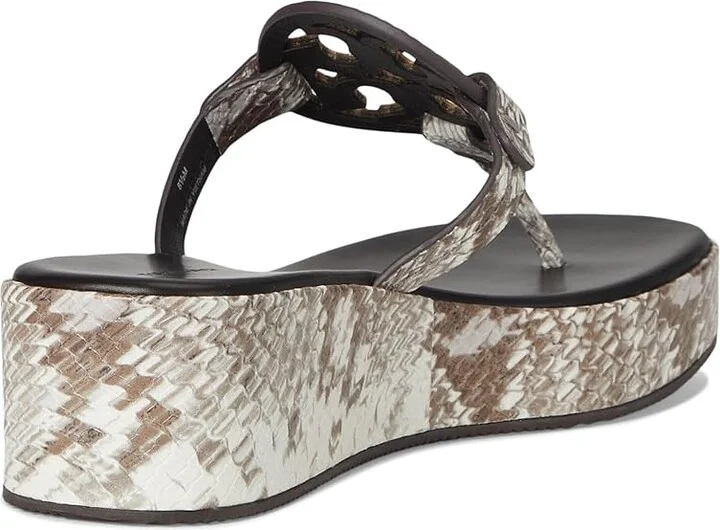 Tory Burch Miller Wedge 25Mm Women's Sandals Granite Roccia : 8.5 M, Leather - Image 4