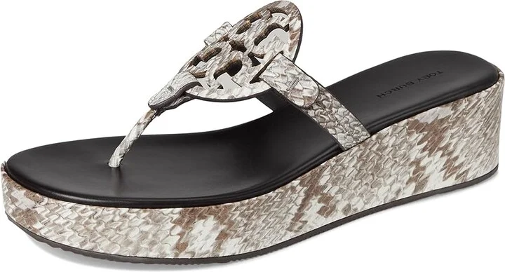 Tory Burch Miller Wedge 25Mm Women's Sandals Granite Roccia : 8.5 M, Leather - Image 5