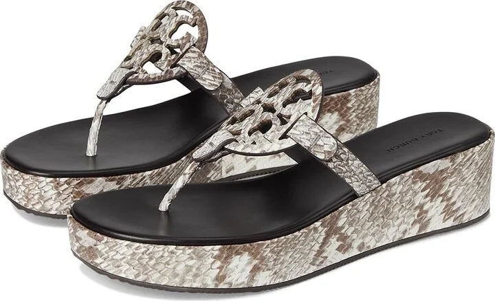 Tory Burch Miller Wedge 25Mm Women's Sandals Granite Roccia : 8.5 M, Leather