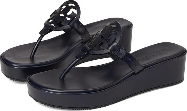 Tory Burch Miller Wedge 25Mm Women's Sandals New Navy : 8.5 M, Leather