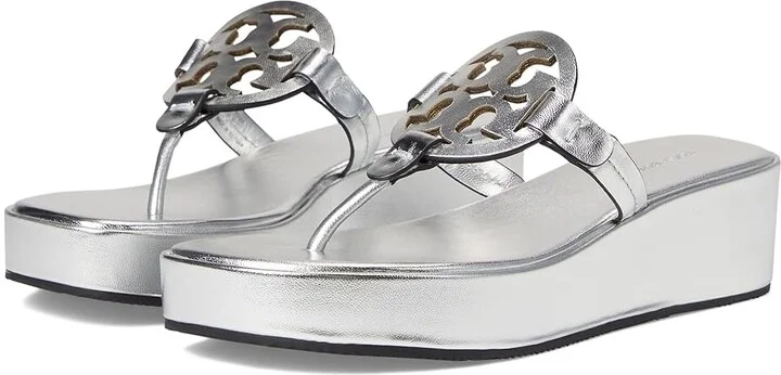 Tory Burch Miller Wedge 25Mm Women's Sandals Silver : 11 M, Leather