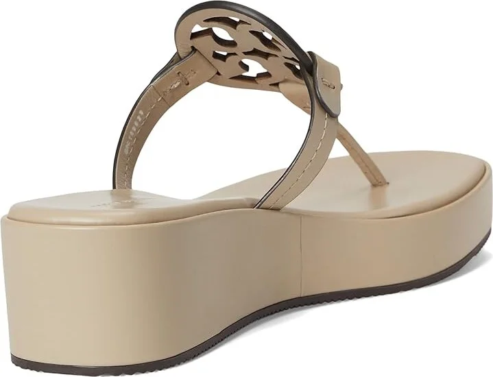 Tory Burch Miller Wedge 25Mm Women's Sandals Stone Gray : 8.5 M, Leather - Image 4