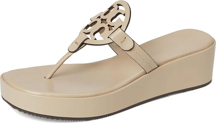 Tory Burch Miller Wedge 25Mm Women's Sandals Stone Gray : 8.5 M, Leather - Image 5