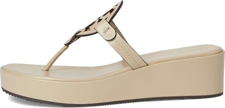 Tory Burch Miller Wedge 25Mm Women's Sandals Stone Gray : 8.5 M, Leather - Image 6