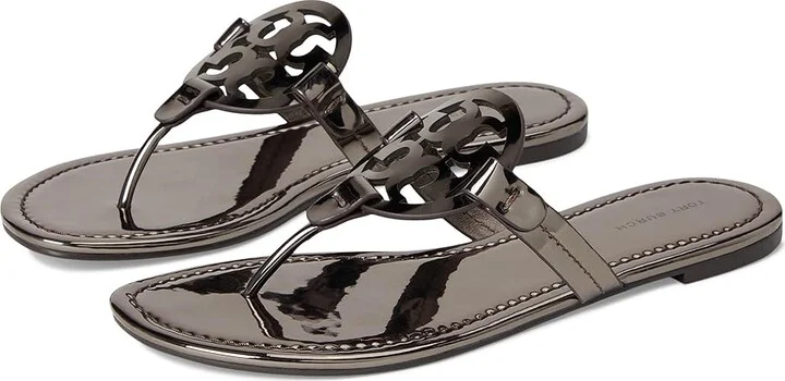 Tory Burch Miller Women's Shoes Shiny Dark Gray : 6.5 M, Leather