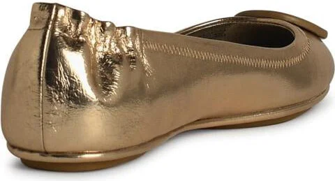 Tory Burch 'Minnie' Gold Leather Ballet Flats - Image 3