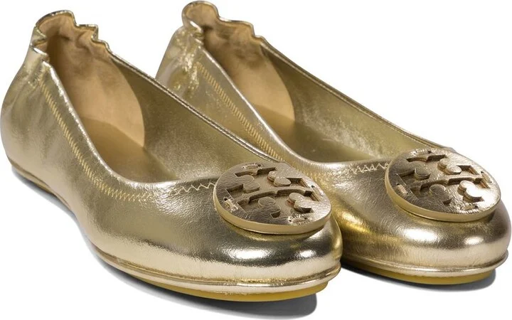Tory Burch 'Minnie' Gold Leather Ballet Flats - Image 5