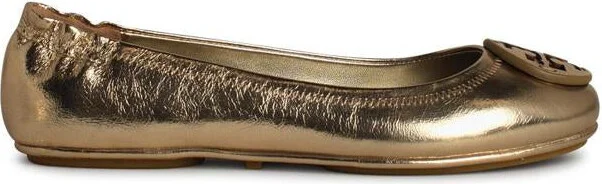 Tory Burch 'Minnie' Gold Leather Ballet Flats