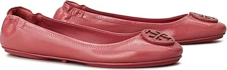 Tory Burch Minnie Travel Ballet w/ Leather Logo Women's Shoes Washed Berry : 8.5 M