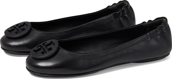 Tory Burch Minnie Travel Ballet w/ Logo Women's Shoes Perfect Black : 5 M, Leather