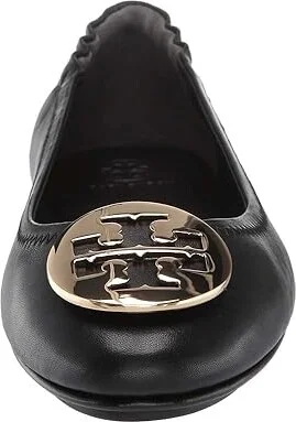 Tory Burch Minnie Travel Ballet w/ Metal Logo Women's Shoes Perfect Black/Gold : 5 M, Leather - Image 6