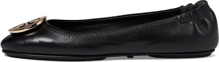 Tory Burch Minnie Travel Ballet w/ Metal Logo Women's Shoes Perfect Black/Gold : 5 M, Leather - Image 7