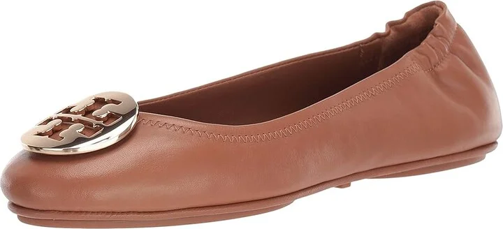 Tory Burch Minnie Travel Ballet w/ Metal Logo Women's Shoes Royal Tan/Gold : 10 M, Leather - Image 2