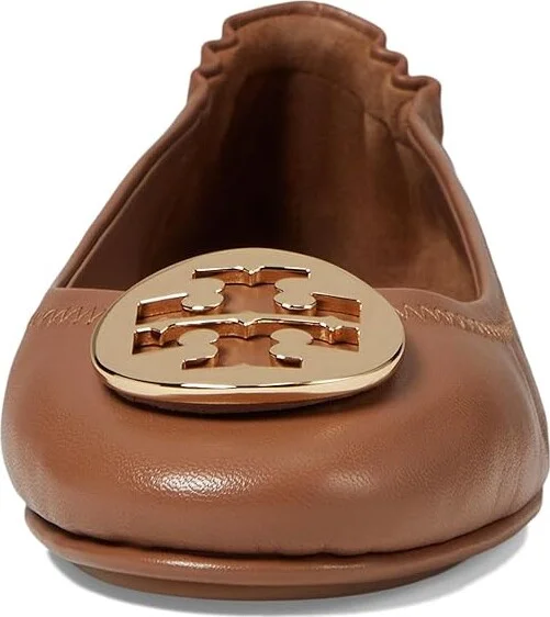 Tory Burch Minnie Travel Ballet w/ Metal Logo Women's Shoes Royal Tan/Gold : 10 M, Leather - Image 3