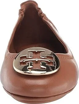 Tory Burch Minnie Travel Ballet w/ Metal Logo Women's Shoes Royal Tan/Gold : 10 M, Leather - Image 6