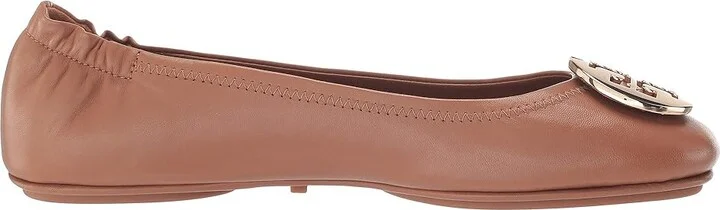 Tory Burch Minnie Travel Ballet w/ Metal Logo Women's Shoes Royal Tan/Gold : 10 M, Leather - Image 8