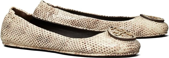 Tory Burch Minnie Travel Ballet With Leather Logo Women's Shoes Cream Roccia : 5.5 M