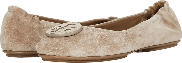 Tory Burch Minnie Travel Ballet With Leather Logo Women's Shoes Rocky Pebble/Rocky Pebble : 10.5 M