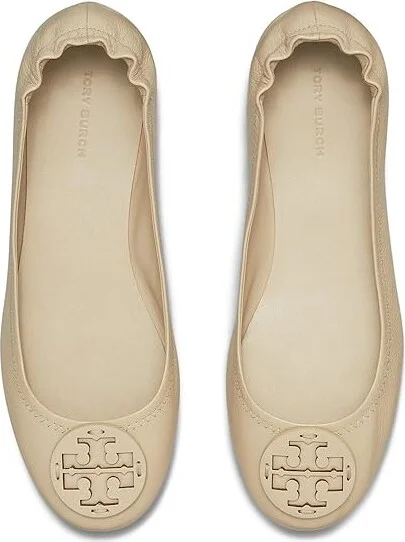 Tory Burch Minnie Travel Ballet With Leather Logo Women's Shoes Stone Gray : 5 M - Image 2