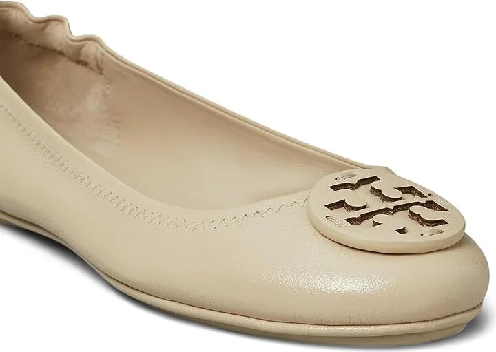 Tory Burch Minnie Travel Ballet With Leather Logo Women's Shoes Stone Gray : 5 M - Image 3