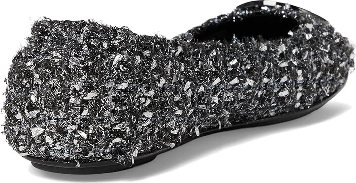 Tory Burch Minnie Travel Ballet with Metal Logo Women's Flat Shoes Silver Confetti/Gunmetal : 5.5 M, Leather/Rubber/Wool - Image 4