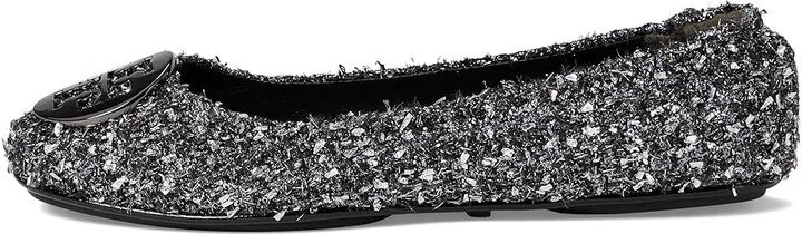 Tory Burch Minnie Travel Ballet with Metal Logo Women's Flat Shoes Silver Confetti/Gunmetal : 5.5 M, Leather/Rubber/Wool - Image 6