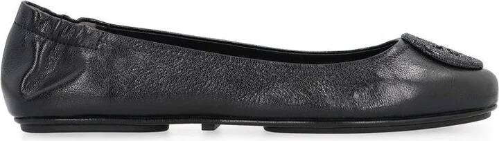 Tory Burch 'Minnie Travel' Black Leather Ballet Flats - Image 2